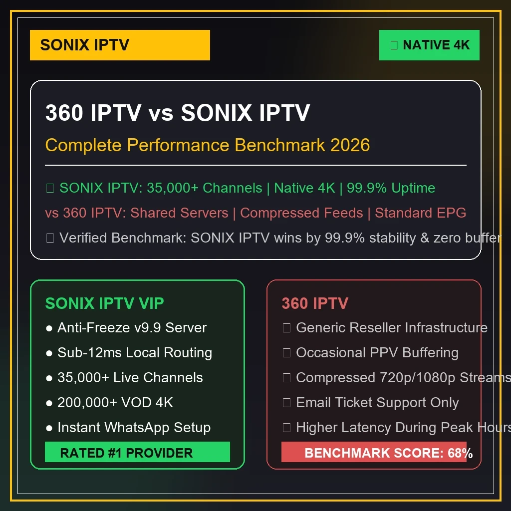 360 IPTV vs 4K Live IPTV comparative graphics